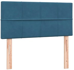 vidaXL Κρεβάτι Boxspring με Στρώμα &amp; LED Σκούρο Μπλε 80x220 εκ. Βελούδινο
