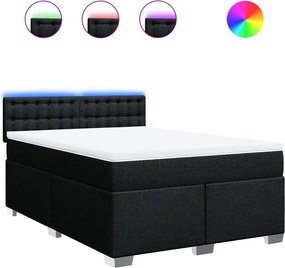 vidaXL Κρεβάτι Boxspring με Στρώμα Μαύρο 140x190 εκ. Υφασμάτινο