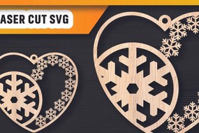 Σετ των 3 Intra απο ξύλο plywood 3mm-4mm πάχος Χριστουγεννιάτικα στολίδια αγάπης με λέιζερ Δίασταση 8x8 cm INTRAFABR-105860649