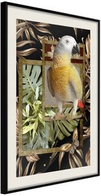 Αφίσα - Composition with Gold Parrot - 30x45 - Μαύρο - Με πασπαρτού