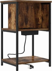 vidaXL Κομοδίνο 2 τεμ. Καπνιστό Δρύς 38 x 31 x 61 εκ