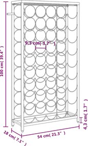vidaXL Ραφιέρα Κρασιών 45 Μπουκ. Μαύρη 54x18x100εκ Σφυρήλατο Σίδερο