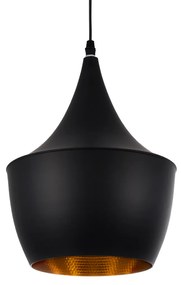 SHANGHAI BLACK 01025-A Μοντέρνο Κρεμαστό Φωτιστικό Οροφής Μονόφωτο 1 x E27 Μαύρο Μεταλλικό Καμπάνα Φ24 x Υ30cm