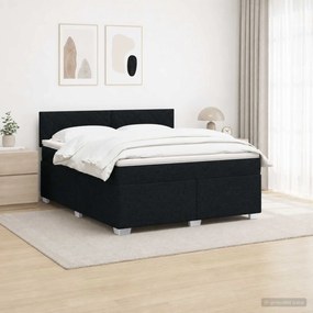 vidaXL Κρεβάτι Box Spring με Στρώμα και LED Μαύρο 140 x 200 cm Ύφασμα
