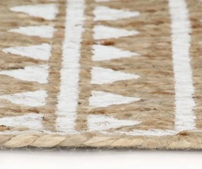 vidaXL Χαλί Χειροποίητο 120 εκ. από Γιούτα με Λευκό Σχέδιο