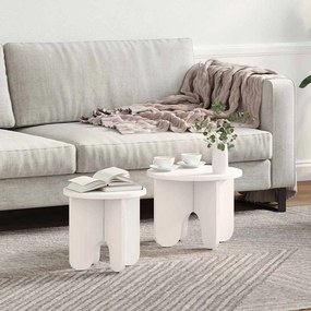 vidaXL Τραπεζάκι σαλονιού 2 pcs Λευκό Μασίφ ξύλο πεύκου