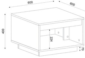 Τραπεζάκι σαλονιού Onda Megapap χρώμα sapphire oak 60x60x40εκ.