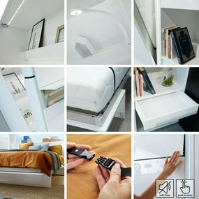 Σετ επίπλων Concept Pro Lenart AH143, Γκρι, Πλαστικοποιημένη μοριοσανίδα, Τάβλες για Κρεβάτι, 160x200, Ενιαίος, Με κρεβάτι, Με πρόσθετο εξοπλισμό