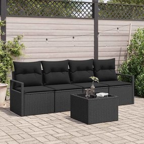 vidaXL Σετ Καναπέ Κήπου 5 pcs Μαύρο 55 x 55 x 37 εκ συνθετικό ρατάν