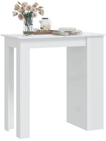 Τραπέζι Μπαρ με Ράφια Γυαλ. Λευκό 102x50x103,5 εκ. Μοριοσανίδα - Λευκό