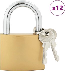 vidaXL Κλειδαριά U με Κλειδιά 12 τεμ. Ορείχαλκος Σίδερο