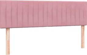 vidaXL Κρεβάτι Boxspring με Στρώμα &amp; LED ροζ 140x220 cm Βελούδινο