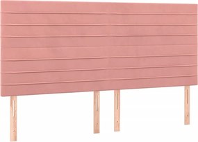 vidaXL Κρεβάτι Boxspring με Στρώμα Ροζ 160x200 εκ. Βελούδινο