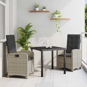 vidaXL Σέτ φαγητού για κήπο 3 pcs Ανοιχτό γκρι συνθετικό ρατάν
