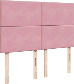vidaXL Κρεβάτι Boxspring με Στρώμα Ροζ 160x200 εκ. Βελούδινο