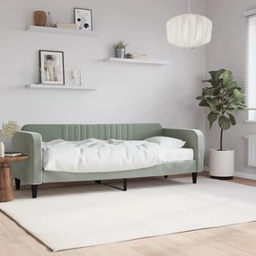 Καναπές Κρεβάτι με Στρώμα Ανοιχτό Γκρι 80 x 200 εκ. Βελούδινος - Γκρι
