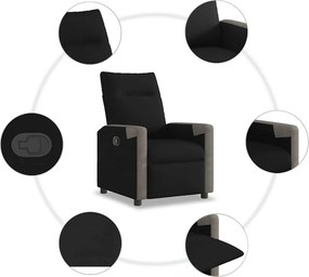 vidaXL Πολυθρόνα Ανακλινόμενη Μαύρη Υφασμάτινη