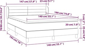 vidaXL Κρεβάτι Boxspring με Στρώμα Μπλε 140x190 εκ. Υφασμάτινο