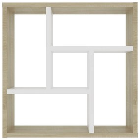 vidaXL Ραφιέρα Τοίχου Λευκό/Sonoma Δρυς 45,1x16x45,1εκ. από Επεξ. Ξύλο