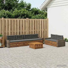 vidaXL Σειρά Καναπέ Εξωτερικού 7 pcs Φυσικό και Ανθρακί Πολυεστέρας