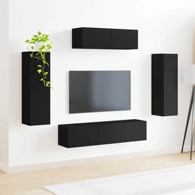 vidaXL Ντουλάπι TV 5 τμχ. Μαύρο