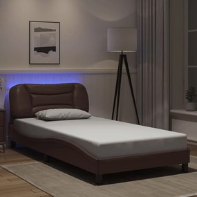 vidaXL Πλαίσιο κρεβατιού με LED χωρίς στρώμα Hvar Καφέ 100x200 εκ.