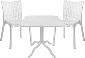 Τραπεζαρία Icon-Confident pakoworld σετ 3τεμ PP σε λευκή απόχρωση