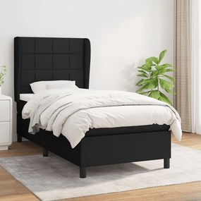 3127943 vidaXL Κρεβάτι Boxspring με Στρώμα Μαύρο 100 x 200 εκ. Υφασμάτινο Μαύρο, 1 Τεμάχιο