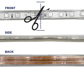 GloboStar® 70507 Slim Ταινία Μονής Σειράς Epistar LED SMD 5050 1m 12W/m 60LED/m 1572lm/m 120° DC 230V Αδιάβροχη IP68 RGB Dimmable