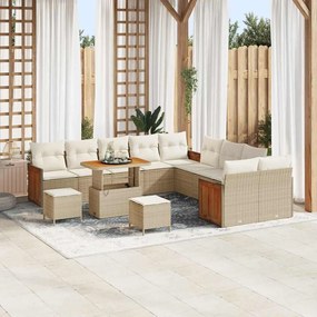 vidaXL Σετ Καναπέ Κήπου 13 pcs μπεζ και κρεμ 90 x 55 x 71 cm