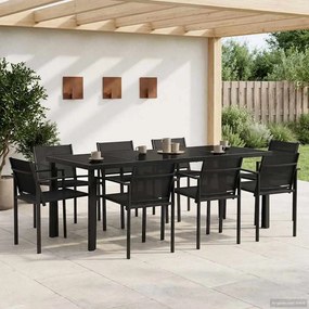 vidaXL Σετ Εξωτερικών Επίπλων 9 pcs Μαύρο και Ανθρακί Textilene