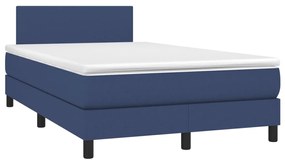 vidaXL Κρεβάτι Boxspring με Στρώμα &amp; LED Μπλε 120x190εκ. Υφασμάτινο