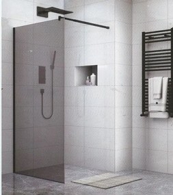 GL PANEL ΤΖΑΜΙ GREY 80*195h/8mm ME ΜΠΡΑΤΣΟ ΜΑΥΡΟ 70-120cm 80-1602