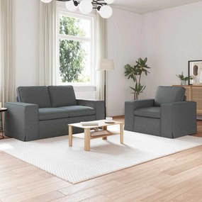 vidaXL Σετ Καναπέ 2 τμχ. Σκούρο Γκρι ύφασμα