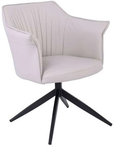 Πολυθρόνα Περιστρεφόμενη Evelyn ΕΜ718,2 64x63x80cm Beige-Black Metal, Technoderma