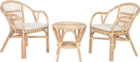 Σετ Τραπέζι με 2 Καρέκλες Home ESPRIT Λευκό Φυσικό 50 x 50 x 50 cm