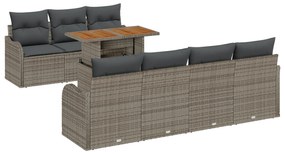 vidaXL Σετ Σαλονιού 8 τεμαχίων με Μαξιλάρια Γκρι Poly Rattan