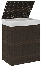 vidaXL Καλάθι Πλυντηρίου με Καπάκι Σκ. Καφέ 46x33x60 εκ. Συνθ. Ρατάν