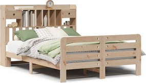 vidaXL Κρεβάτι Βιβλιοθήκη Χωρίς Στρώμα 140x200 εκ Μασίφ Ξύλο Πεύκο