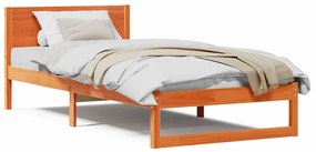vidaXL Σκελετός Κρεβατιού Καφέ 90 x 190 cm Μασίφ ξύλο πεύκου