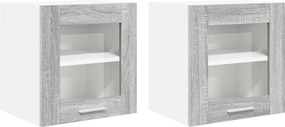 vidaXL Κρεμαστό ντουλάπι 2 pcs Γκρίζο Σονομα Επεξεργασμένο Ξύλο