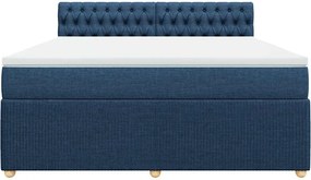 vidaXL Κρεβάτι Boxspring με Στρώμα Μπλε 180x200 εκ. Υφασμάτινο