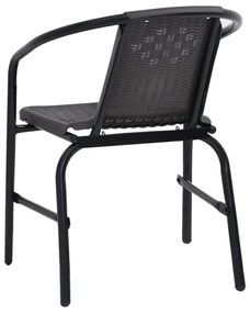 Καρέκλες Κήπου 4 τεμ. 110 κιλά από Πλαστικό Ρατάν &amp; Ατσάλι - Μαύρο