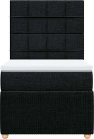 vidaXL Κρεβάτι Boxspring με Στρώμα Μαύρο 90x200 εκ. Υφασμάτινο