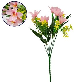 Τεχνητό Φυτό Διακοσμητικό Μπουκέτο Rain Lily Ροζ M15cm x Υ33cm Π15cm με 7 Κλαδάκια Globostar 09083 Ροζ