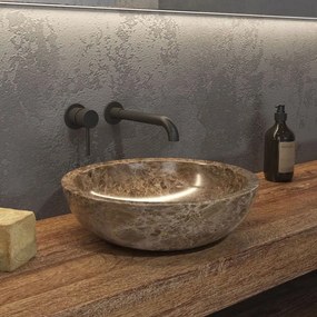 Νιπτήρας Επικαθήμενος Πέτρινος Elena Φ40x12cm Grey Karag Πέτρα