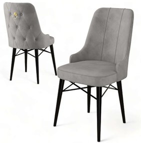 Καρέκλα Pare Babyface (Σετ 6Τμχ) 240CHR1509 46x46x94cm Grey-Black Μέταλλο,Ύφασμα