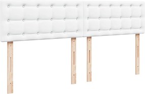 vidaXL Κρεβάτι Boxspring με Στρώμα Λευκό 200x200 εκ. Συνθετικό Δέρμα