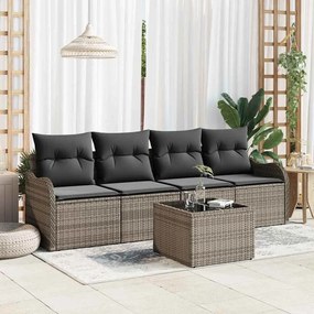 vidaXL Σετ Καναπέ Κήπου 5 pcs Γκρι Πολυ ράταν