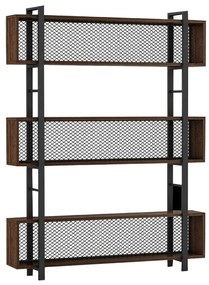 Βιβλιοθήκη Fifer  καρυδί-μαύρο 120x27x185εκ - ΚΩΔ:197-000059